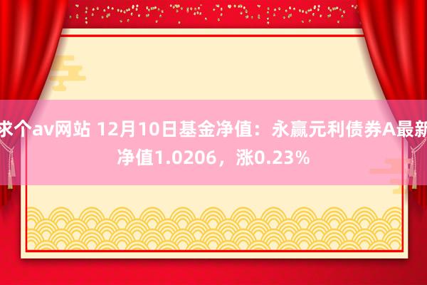 求个av网站 12月10日基金净值：永赢元利债券A最新净值1.0206，涨0.23%
