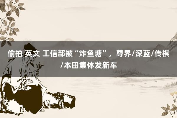 偷拍 英文 工信部被“炸鱼塘”，尊界/深蓝/传祺/本田集体发新车