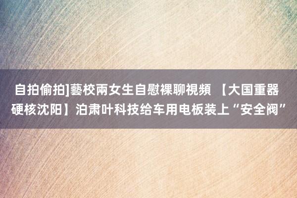 自拍偷拍]藝校兩女生自慰裸聊視頻 【大国重器 硬核沈阳】泊肃叶科技给车用电板装上“安全阀”