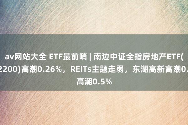 av网站大全 ETF最前哨 | 南边中证全指房地产ETF(512200)高潮0.26%，REITs主题走弱，东湖高新高潮0.5%