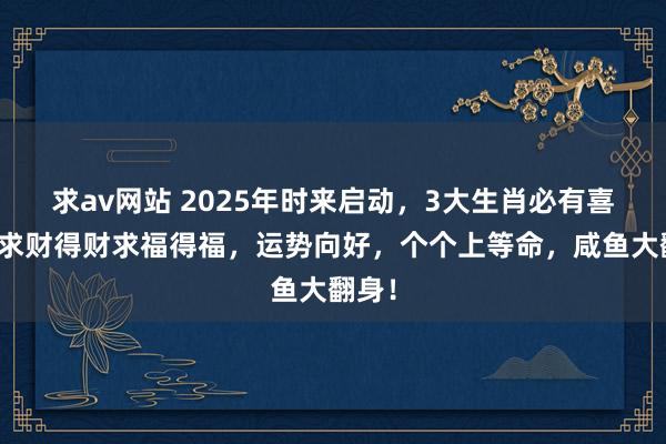 求av网站 2025年时来启动，3大生肖必有喜事，求财得财求福得福，运势向好，个个上等命，咸鱼大翻身！