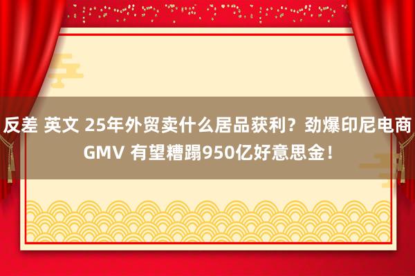 反差 英文 25年外贸卖什么居品获利？劲爆印尼电商GMV 有望糟蹋950亿好意思金！
