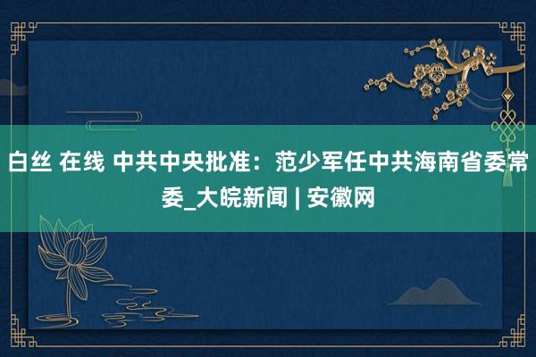 白丝 在线 中共中央批准：范少军任中共海南省委常委_大皖新闻 | 安徽网