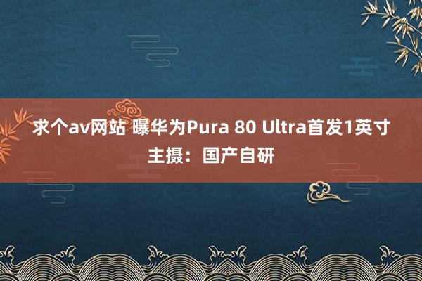 求个av网站 曝华为Pura 80 Ultra首发1英寸主摄：国产自研