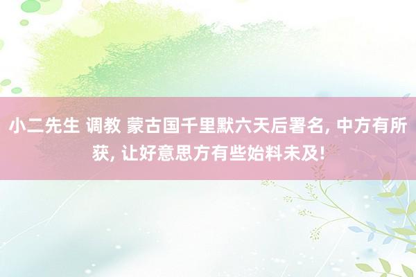 小二先生 调教 蒙古国千里默六天后署名， 中方有所获， 让好意思方有些始料未及!