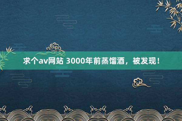 求个av网站 3000年前蒸馏酒，被发现！