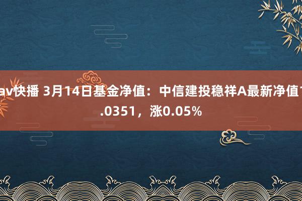 av快播 3月14日基金净值：中信建投稳祥A最新净值1.0351，涨0.05%