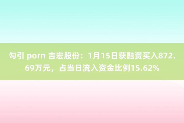 勾引 porn 吉宏股份：1月15日获融资买入872.69万元，占当日流入资金比例15.62%
