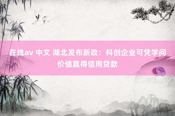 在线av 中文 湖北发布新政：科创企业可凭学问价值赢得信用贷款