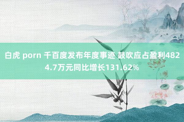 白虎 porn 千百度发布年度事迹 鼓吹应占盈利4824.7万元同比增长131.62%