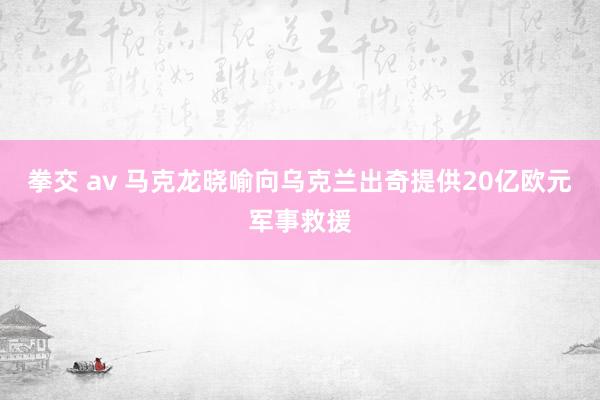 拳交 av 马克龙晓喻向乌克兰出奇提供20亿欧元军事救援