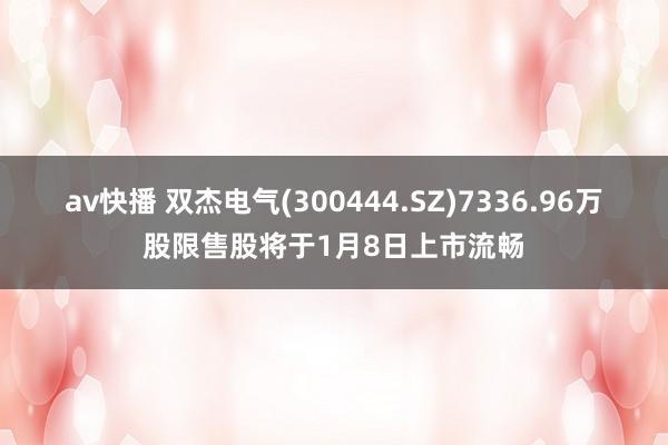 av快播 双杰电气(300444.SZ)7336.96万股限售股将于1月8日上市流畅