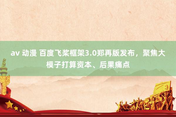 av 动漫 百度飞桨框架3.0郑再版发布，聚焦大模子打算资本、后果痛点