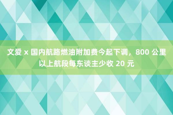 文爱 x 国内航路燃油附加费今起下调，800 公里以上航段每东谈主少收 20 元