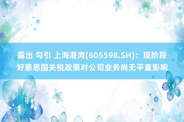 露出 勾引 上海港湾(605598.SH)：现阶段好意思国关税政策对公司业务尚无平直影响
