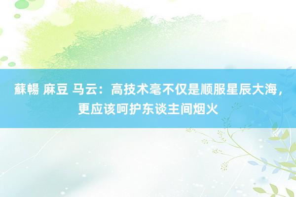 蘇暢 麻豆 马云：高技术毫不仅是顺服星辰大海，更应该呵护东谈主间烟火