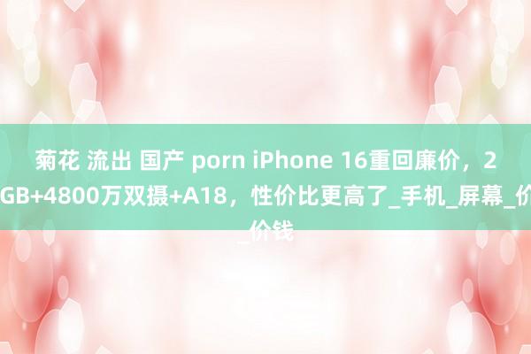 菊花 流出 国产 porn iPhone 16重回廉价，256GB+4800万双摄+A18，性价比更高了_手机_屏幕_价钱