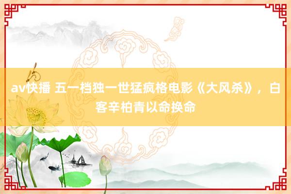 av快播 五一档独一世猛疯格电影《大风杀》，白客辛柏青以命换命