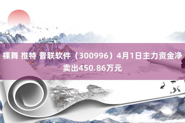裸舞 推特 普联软件（300996）4月1日主力资金净卖出450.86万元