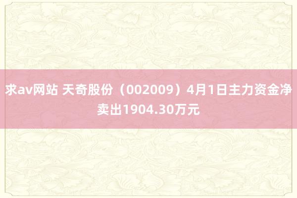 求av网站 天奇股份（002009）4月1日主力资金净卖出1904.30万元