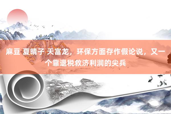 麻豆 夏晴子 天富龙，环保方面存作假论说，又一个靠退税救济利润的尖兵
